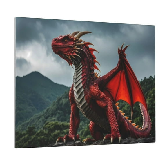 Kdxio Majestic Red Dragon Pattern Canvas Wall Art for Living Room Wall Decor for Bedroom Bathroom Modern Framed Canvas Art Prints Ready to Hang,Horizontal