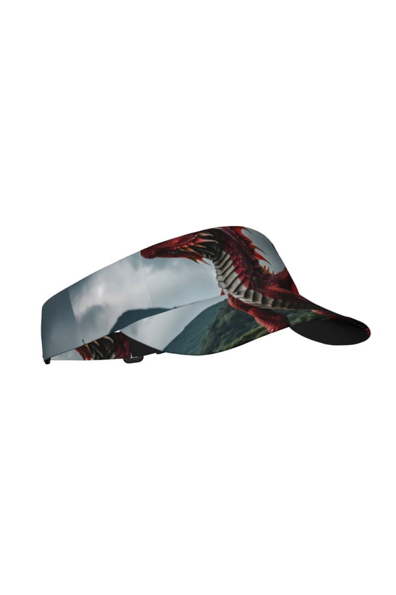 Majestic Red Dragon Print Sun Visor Hat Golf Visor Adjustable Velcro Outdoor Sports Cap for Men Women