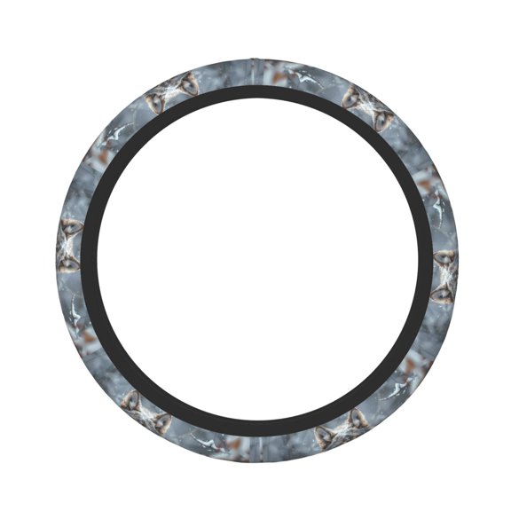 Kdxio Majestic Snowy Wolf Print Elastic Stretch Steering Wheel Cover,Auto Steering Wheel Cover,15 Inch Anti-Slip,Warm in Winter and Cool in Summer,Fit Suvs,Vans Cars,Trucks