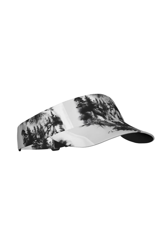 Majestic Wolf Landscape Print Sun Visor Hat Golf Visor Adjustable Velcro Outdoor Sports Cap for Men Women