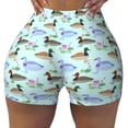 thumbnail image 1 of Kdxio Mallard Duck Of Lotus Flowers Print Workout Shorts for Women Seamless Soft Smooth Gym Yoga Scrunch Active Shorts, 1 of 5