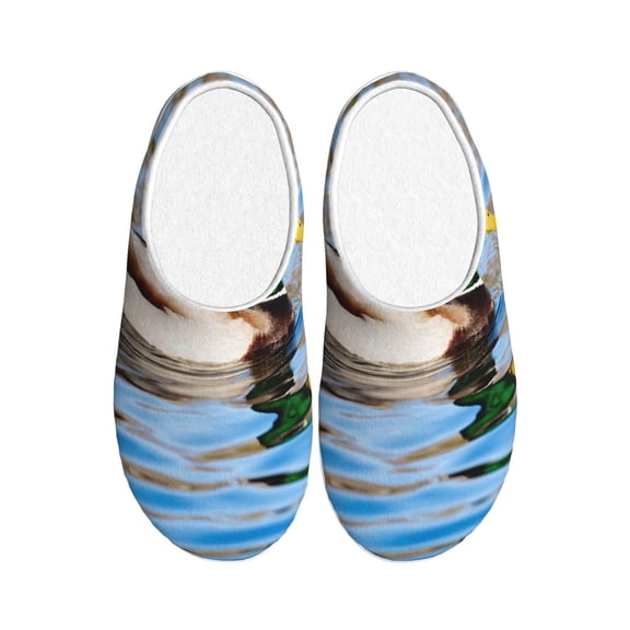 Kdxio Mallard Duck Swimming In A River Women's Men's Slippers Plush Slip-On House Slipper for Winter Indoor Soft Cushion Non-slip Fluffy Slides Slippers-39/40