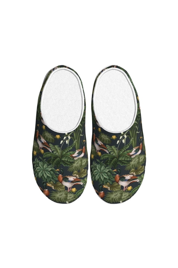Mallard Ducks And Water Women's Men's Slippers Plush Slip-On House Slipper for Winter Indoor Soft Cushion Non-slip Fluffy Slides Slippers-35/36