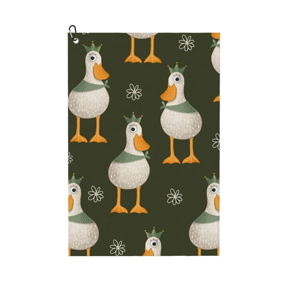 Kdxio Mallard Ducks Wild Birds Pattern Golf Towel (24" X 16") with Carabiner Clip - The Convenient Golf Cleaning Towel