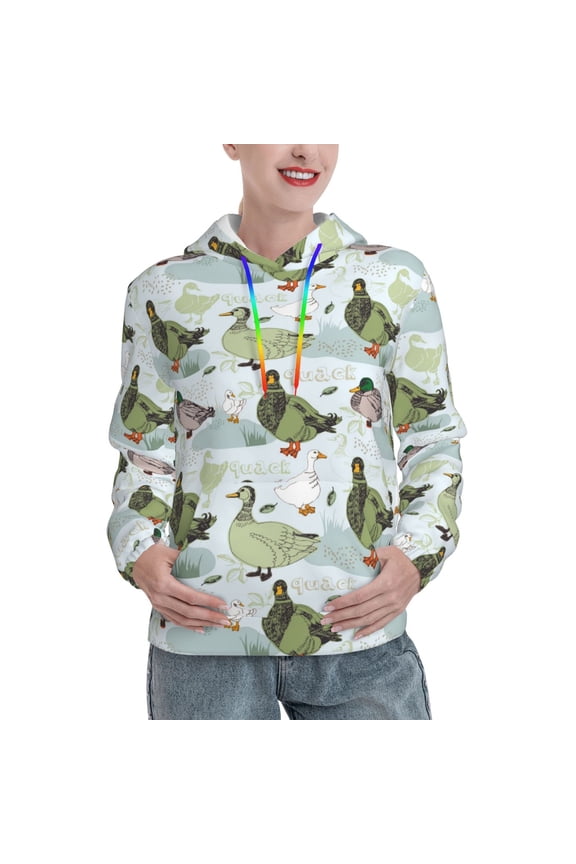 Mallard Ducks Wild Birds Print Womens Oversized Hoodies Sweatshirts Hooded Pullover Tops Sweaters Casual-Medium