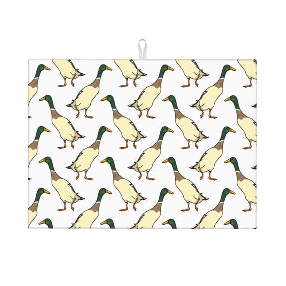 Kdxio Mallard Ducks for Dish Drying Mat,24*18 inch Absorbent Dish Drainer Kitchen Counter,Large Size Dish Drying Pad for Countertops,Draining Racks