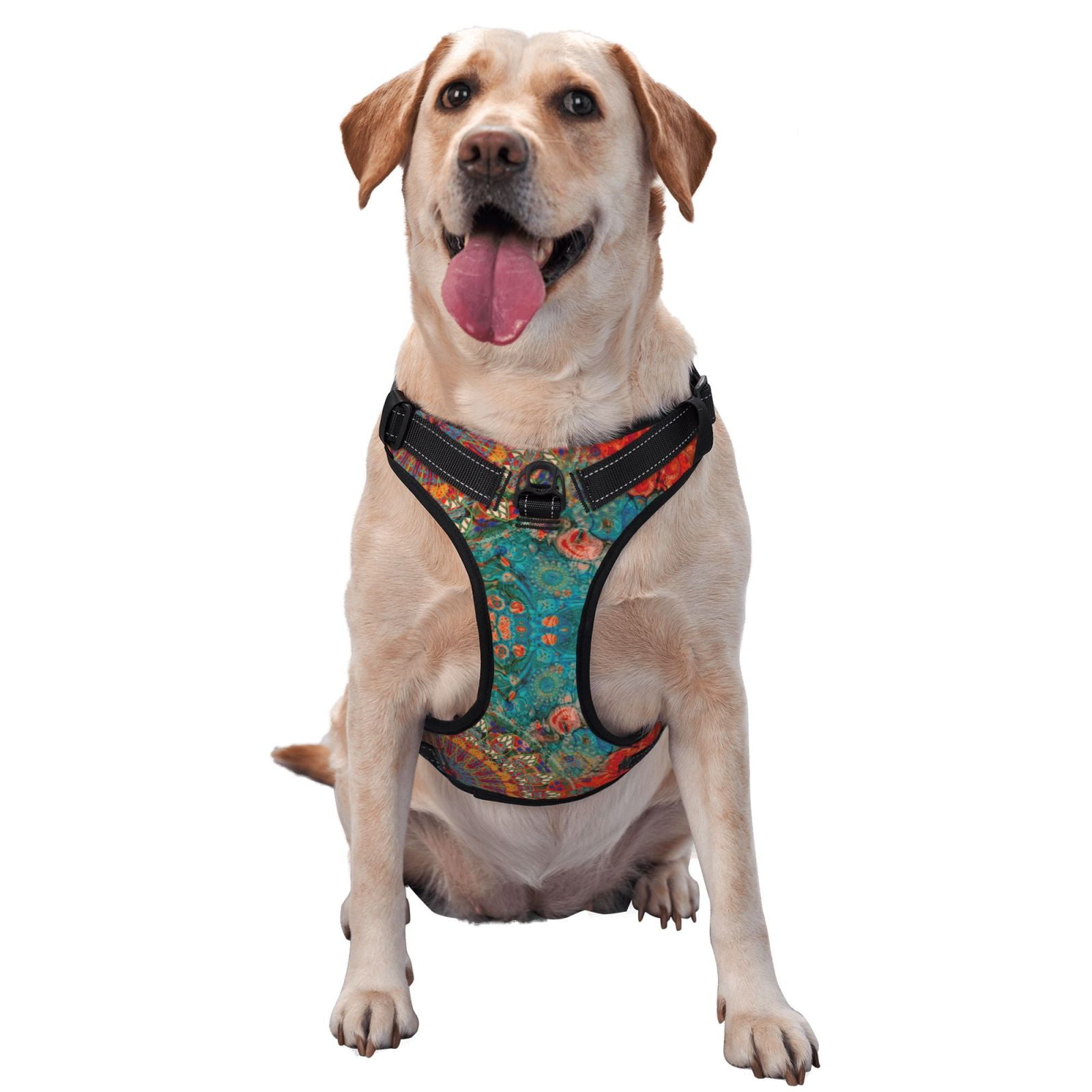 Kdxio Mandala Colorful 1 Print No Pull Dog Harness Adjustable Reflective Oxford Easy Control Medium Large Dog Harness for Training and Everyday-Medium