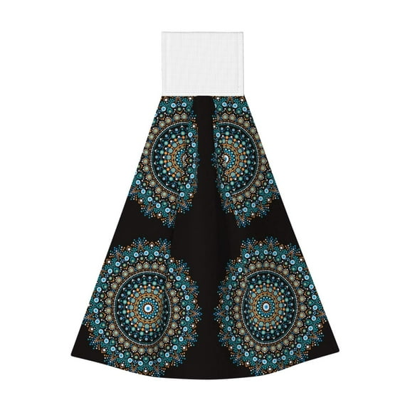 Kdxio Mandala Hand Towel with Loop Hanging Towel Absorbent Tie Towels for Kitchen Tea Bar Bathroom Decor