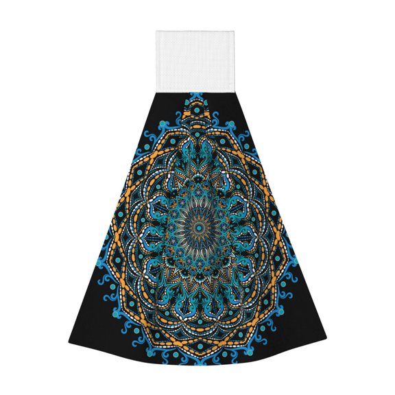 Kdxio Mandala Hand Towel with Loop Hanging Towel Absorbent Tie Towels for Kitchen Tea Bar Bathroom Decor