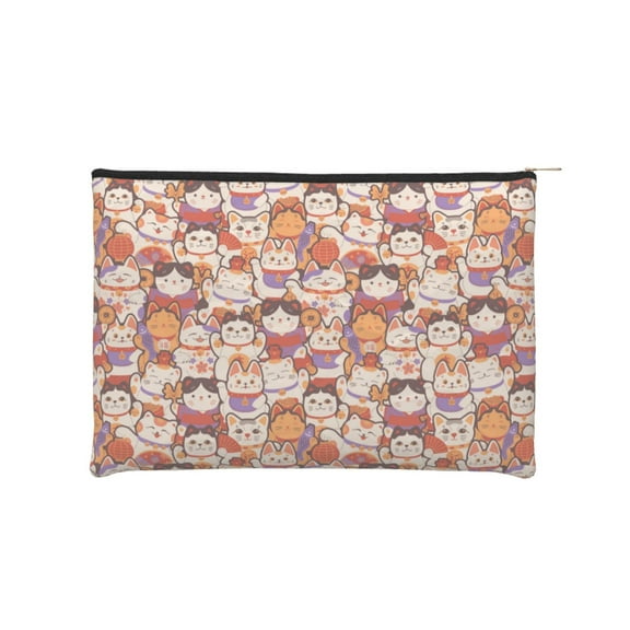 Kdxio Maneki-Neko Cats Makeup Bag Toiletry Bag Canvas Makeup Bags Zipper Cosmetic Pouch Travel Cosmetic Pouch for Women Gifts
