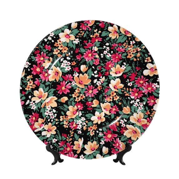 Kdxio Many Kind Of Flowers Bone China Decorative Plate Ceramic Decorative Plate for Home Office Wall Stand Decorative Plates for Home Bedroom-8in