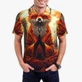 thumbnail image 1 of Kdxio Maple Leaf Meditating Fox Print Men's Short Sleeve Polo Shirt,Midweight Men's Shirt, 1 of 5