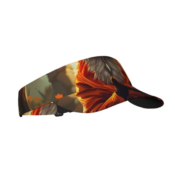 Kdxio Maple Leaf Meditating Fox Print Sun Visor Hat Golf Visor Adjustable Velcro Outdoor Sports Cap for Men Women