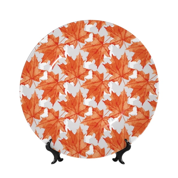 Kdxio Maple Leaves A Bone China Decorative Plate Ceramic Decorative Plate for Home Office Wall Stand Decorative Plates for Home Bedroom-7in