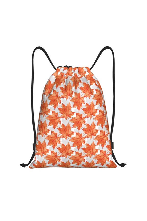 Maple Leaves A Print Drawstring Backpack Bag,Waterproof Draw String Back Sack, Gym Drawstring Bags Swim Bag For Unisex
