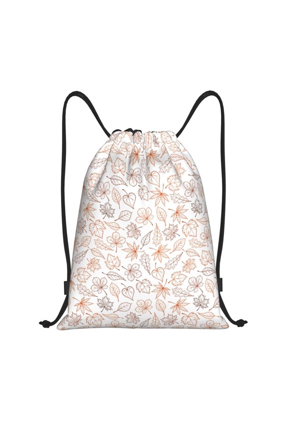 Maple Leaves Print Drawstring Backpack Bag,Waterproof Draw String Back Sack, Gym Drawstring Bags Swim Bag For Unisex