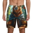 thumbnail image 1 of Kdxio Maple Meditating Bear Print Men's Swim Trunks with Compression Liner 7 Inch Inseam Quick Dry Swim Shorts, 1 of 5