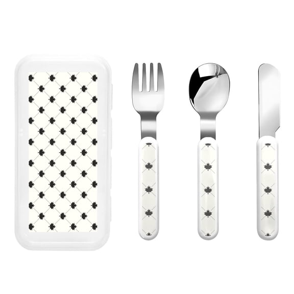 Kdxio Maple plaid Toddler Utensils Set - Kids Silverware Set, Set Kids Utensils Set with Case for Preschooler Children