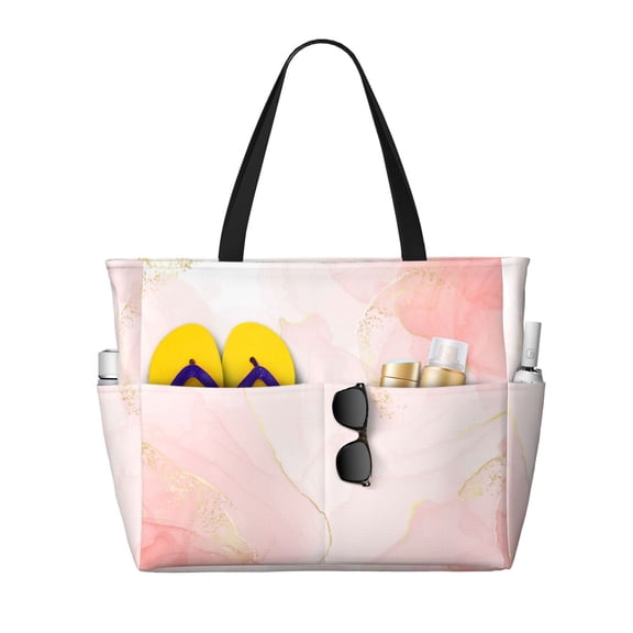 Kdxio Marble for Beach Bag for Women Large Beach Tote Bag Waterproof Sandproof Swim Bag with Zipper Pockets Beach Vacation Travel