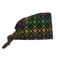 thumbnail image 1 of Kdxio Mardi Gra Geometric Pattern Turban Hat for Women Men Comfortable Adjustable Cleaning Working Cap with Sweatband, 1 of 8