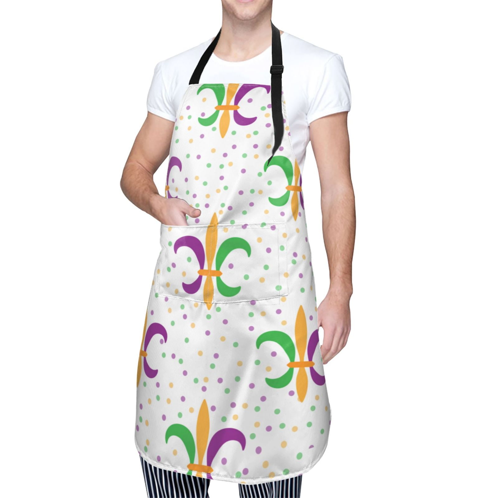 Kdxio Mardi Gras Carnival1 Apron with Pockets Adjustable Kitchen Aprons for Men Women Waterproof Aprons for Cooking,Drawing,Crafting, Baking Household Cleaning