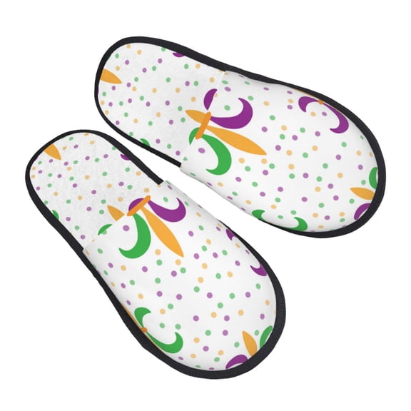 Kdxio Mardi Gras Carnival1 Pattern Slippers for Women Memory Foam Fuzzy House Slippers Bedroom Non-slip Warm Womens Slippers