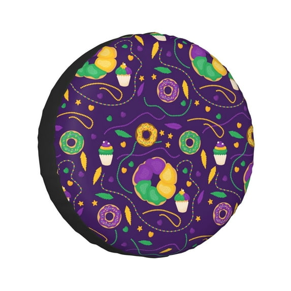 Kdxio Mardi Gras and Donuts for Tire Cover Wheel Protectors Tyre Covers Weatherproof Wheel Covers Universal Fit for Trailer Rv SUV Truck Camper Travel Trailers 16 inch