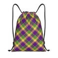 thumbnail image 1 of Kdxio Mardi Gras Plaid Print Drawstring Backpack Bag,Waterproof Draw String Back Sack, Gym Drawstring Bags Swim Bag For Unisex, 1 of 9