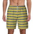 thumbnail image 1 of Kdxio Mardi Gras Purple Yellow Plaid Print Men'S Swim Trunks With Compression Liner 7 Inch Inseam Quick Dry Swim Shorts, 1 of 7