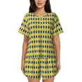 thumbnail image 1 of Kdxio Mardi Gras Purple Yellow Plaid Print Pajamas Sets for Women Short-Sleeved Pjs with Lounge Shorts Two Piece Sleepwear S-4XL, 1 of 8