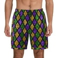 thumbnail image 1 of Kdxio Mardi Gras Shiny Green Purple Print Men'S Swim Trunks With Compression Liner 7 Inch Inseam Quick Dry Swim Shorts, 1 of 7