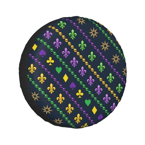 Kdxio Mardi Gras Strings of Beads for Tire Cover Wheel Protectors Tyre Covers Weatherproof Wheel Covers Universal Fit for Trailer Rv SUV Truck Camper Travel Trailers 14 inch