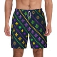 thumbnail image 1 of Kdxio Mardi Gras Strings Of Beads Print Men'S Swim Trunks With Compression Liner 7 Inch Inseam Quick Dry Swim Shorts, 1 of 7