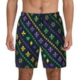 thumbnail image 1 of Kdxio Mardi Gras Strings Of Beads Print Men'S Swim Trunks With Compression Liner 7 Inch Inseam Quick Dry Swim Shorts, 1 of 7