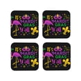 thumbnail image 1 of Kdxio Mardi Gras With Flamingo Funny Coasters,4 Pcs Leather Coasters,Housewarming Gifts,Protect Furniture From Water Marks Scratch And Damage, 1 of 1