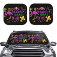 thumbnail image 1 of Kdxio Mardi Gras With Flamingo Print 2-Piece Sun Shade Front Windshield - Foldable Car Front Window Sunshades For Most Sedans Suv Truck, 1 of 6