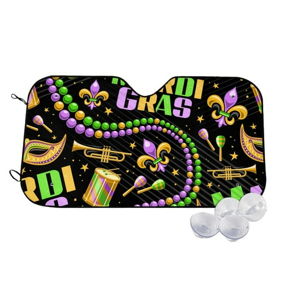 Kdxio Mardi Gras3 Print Windshield Sun Shade,UV Rays and Sun Heat Protection,Sunshade for Car Windshield,Car Shade Front Windshield - Small