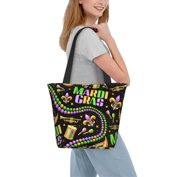 Kdxio Mardi Gras3 Women Reusable Grocery Bags Foldable Ripstop,Reusable Shopping Bags for Shopping,Gym,Gift