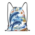 thumbnail image 1 of Kdxio Marine Animals Print Drawstring Backpack Bag,Waterproof Draw String Back Sack, Gym Drawstring Bags Swim Bag For Unisex, 1 of 9