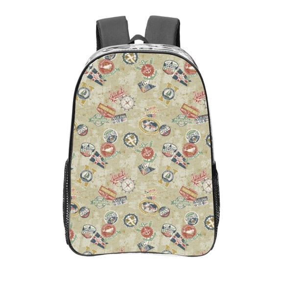 Kdxio Marine Sailing Badges Clear Backpack, Transparent Bookbag for School for Women Men, Capacity Clear Bag for College, Travel