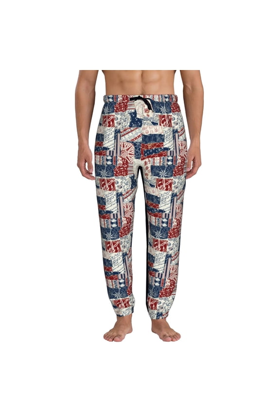 Marine Sailing Pattern Joggers,Sweatpants for Men with Pockets-Small