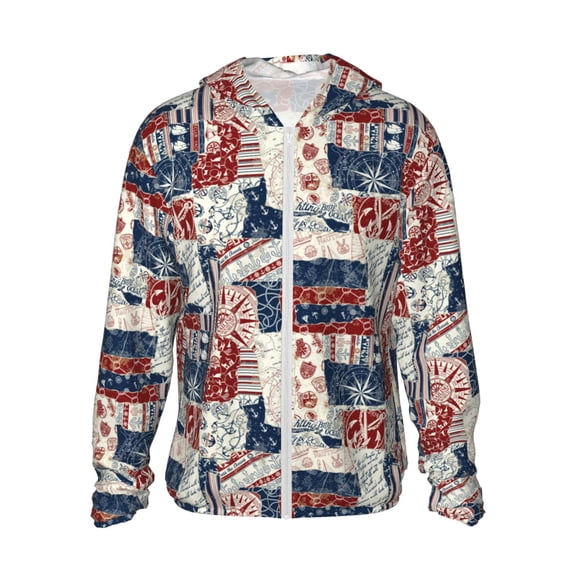 Kdxio Marine Sailing Print Women Men Sun Protection UPF 50+ Jackets Zip Up Long Sleeve Hoodie Hiking Lightweight with Pockets