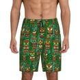 thumbnail image 1 of Kdxio Mask And Palm Leaves Print Mens Sleep Shorts Bottoms Soft Comfy Pajama Wear Pants with Drawstring Pockets, 1 of 5