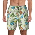 thumbnail image 1 of Kdxio Meadow Plants And Butterflies Print Men's Swim Trunks with Compression Liner 7 Inch Inseam Quick Dry Swim Shorts, 1 of 5