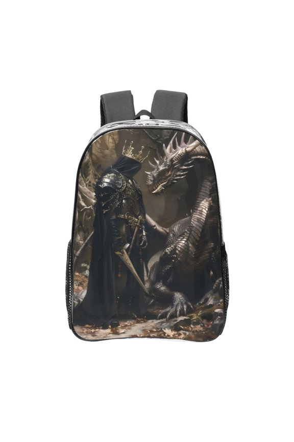 Medieval Knight And Dragon Clear Backpack, Transparent Bookbag for School for Women Men, Capacity Clear Bag for College, Travel