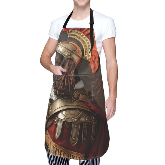 Kdxio Medieval Knight Dog Apron with Pockets Adjustable Kitchen Aprons for Men Women Waterproof Aprons for Cooking,Drawing,Crafting, Baking Household Cleaning