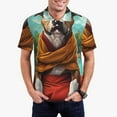 thumbnail image 1 of Kdxio Meditating French Bulldog Print Men's Short Sleeve Polo Shirt,Midweight Men's Shirt, 1 of 5