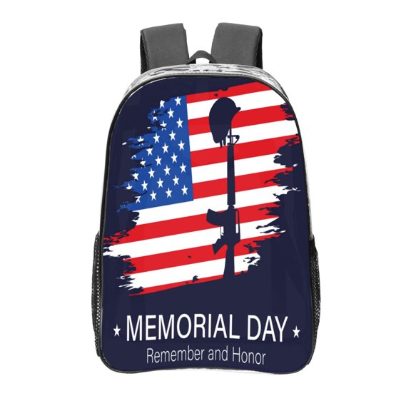 Kdxio Memorial Day Clear Backpack, Transparent Bookbag for School for Women Men, Capacity Clear Bag for College, Travel