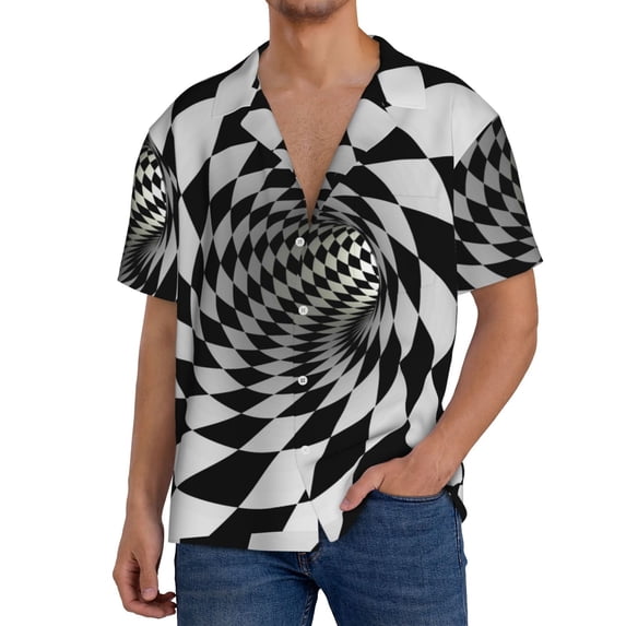 Kdxio Men'S Hawaiian Shirt For Men Short Sleeve Shirt 3d Vortex Illusion Summer Casual Holiday Beach Button Down T-Shirts