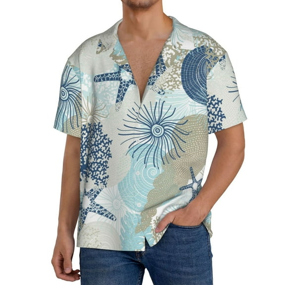 Kdxio Men'S Hawaiian Shirt For Men Short Sleeve Shirt Algae Corals And Seashells Summer Casual Holiday Beach Button Down T-Shirts